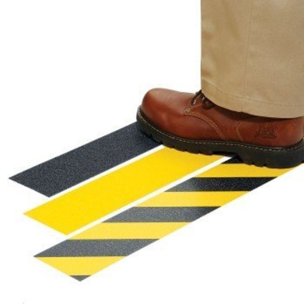 Incom Non-Skid Step Tape 1 roll Black/Yellow Hazard Stripe 60' L x 4" W FLM641-HZ